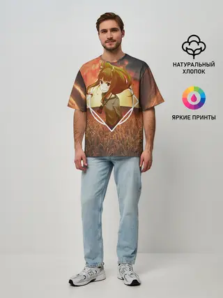 Мужская футболка оверсайз / Волчица Хоро