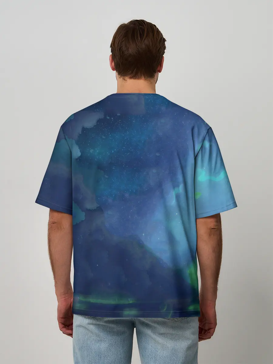 Мужская футболка оверсайз / Панда и лиса