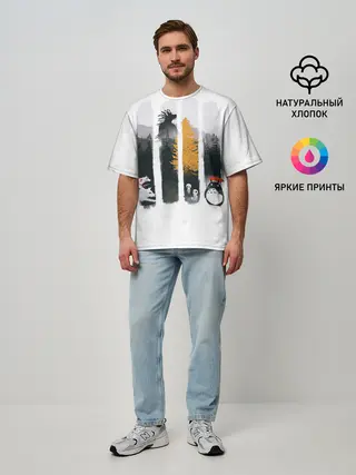 Мужская футболка оверсайз / Четыре хранителя леса