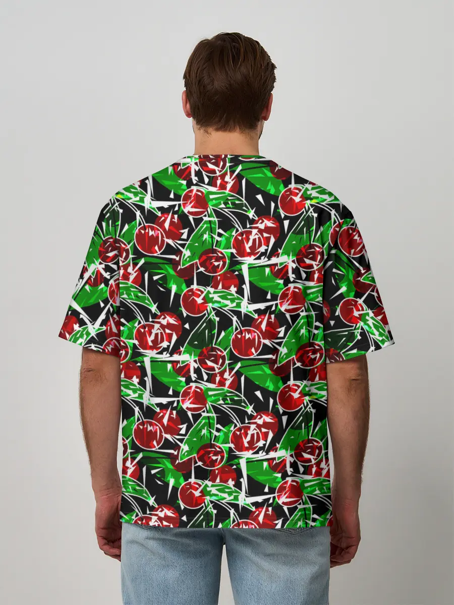 Мужская футболка оверсайз / Абстрактный узор спелая вишня