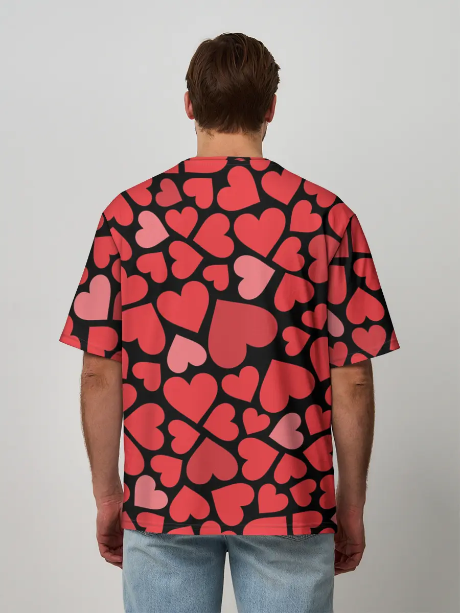 Мужская футболка оверсайз / Сердца