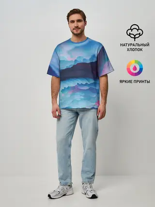 Мужская футболка оверсайз / Грозовые мазки