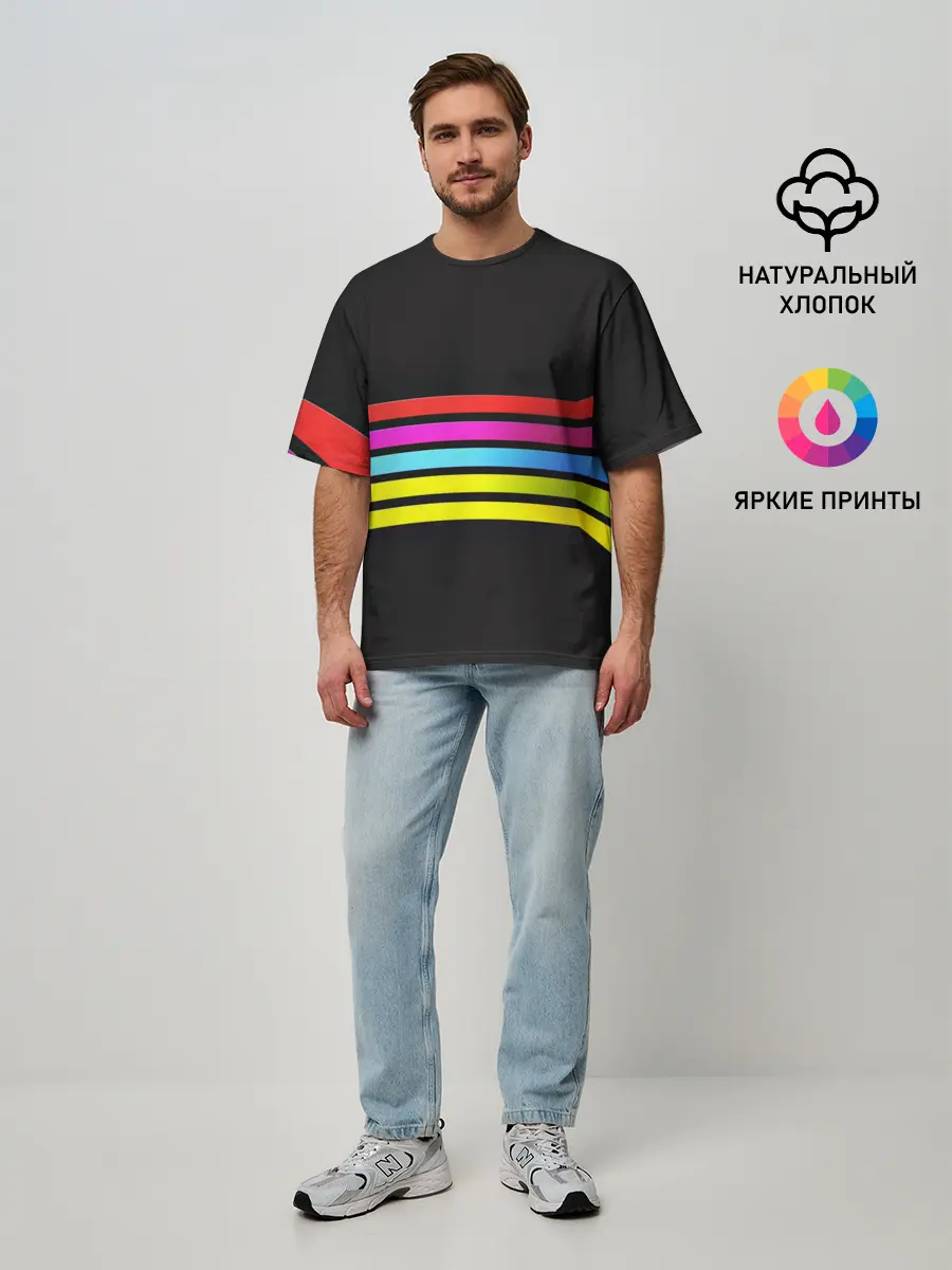 Мужская футболка оверсайз / NEON GEOMETRY