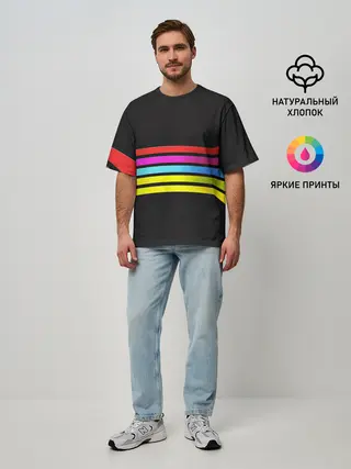 Мужская футболка оверсайз / NEON GEOMETRY