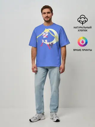 Мужская футболка оверсайз / СЕЙЛОР И КИСА