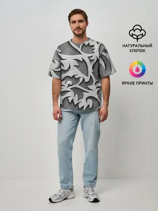 Мужская футболка оверсайз / Монохромный узор
