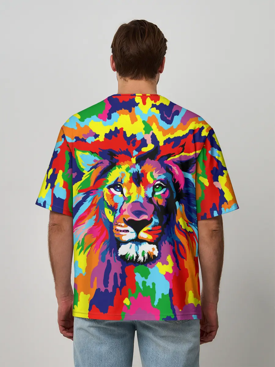 Мужская футболка оверсайз / Лев Artistic Art