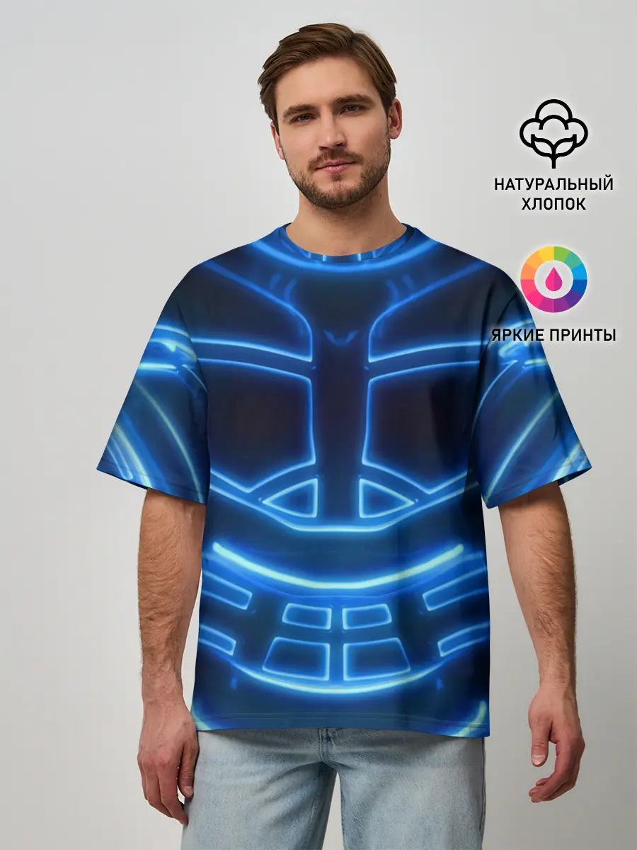 Мужская футболка оверсайз / Неоновая броня | Neon Armor