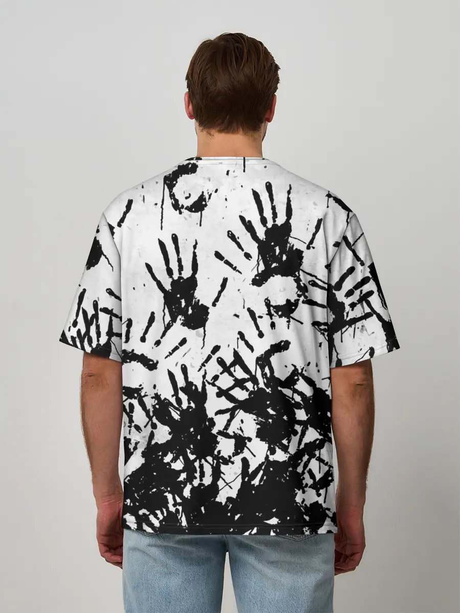 Мужская футболка оверсайз / Отпечатки - DEATH STRANDING