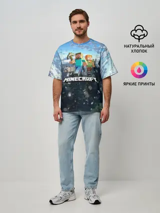Мужская футболка оверсайз / Minecraft / Майнкрафт
