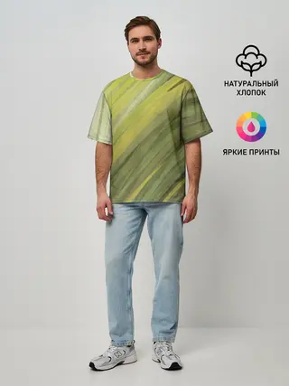 Мужская футболка оверсайз / Акварельные линии