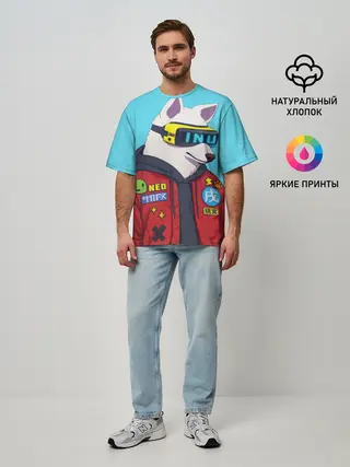 Мужская футболка оверсайз / Кибер Пёс