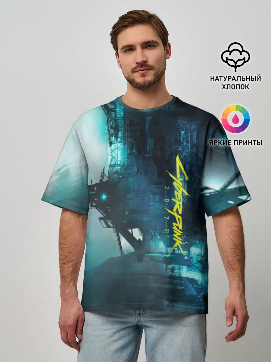 Мужская футболка оверсайз / Cyberpunk 2077