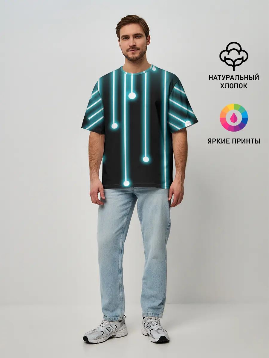 Мужская футболка оверсайз / Неон
