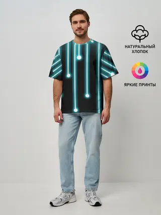 Мужская футболка оверсайз / Неон