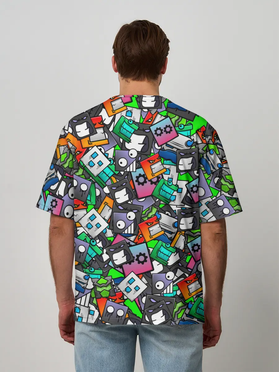 Мужская футболка оверсайз / Geometry Dash | Pattern