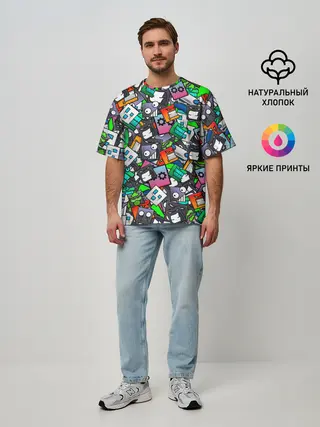 Мужская футболка оверсайз / Geometry Dash | Pattern