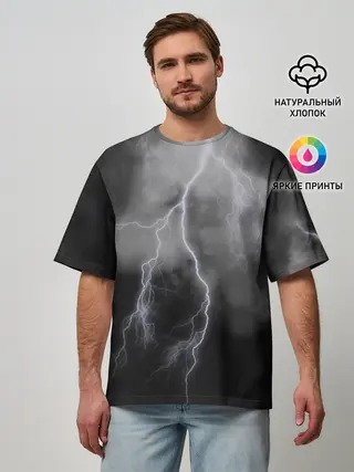 Мужская футболка оверсайз / гроза