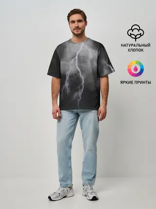 Мужская футболка оверсайз / гроза