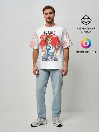Мужская футболка оверсайз / Нами One Piece. Большой куш