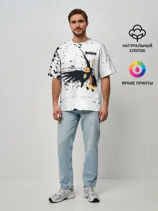 Мужская футболка оверсайз / Шоё Хината с крыльями Haikyuu!!