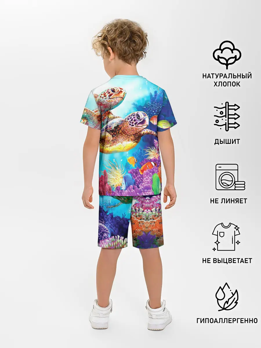 Детская пижама с шортами / Морские черепахи