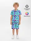Детская пижама с шортами / Яркие бирюзовые цветы
