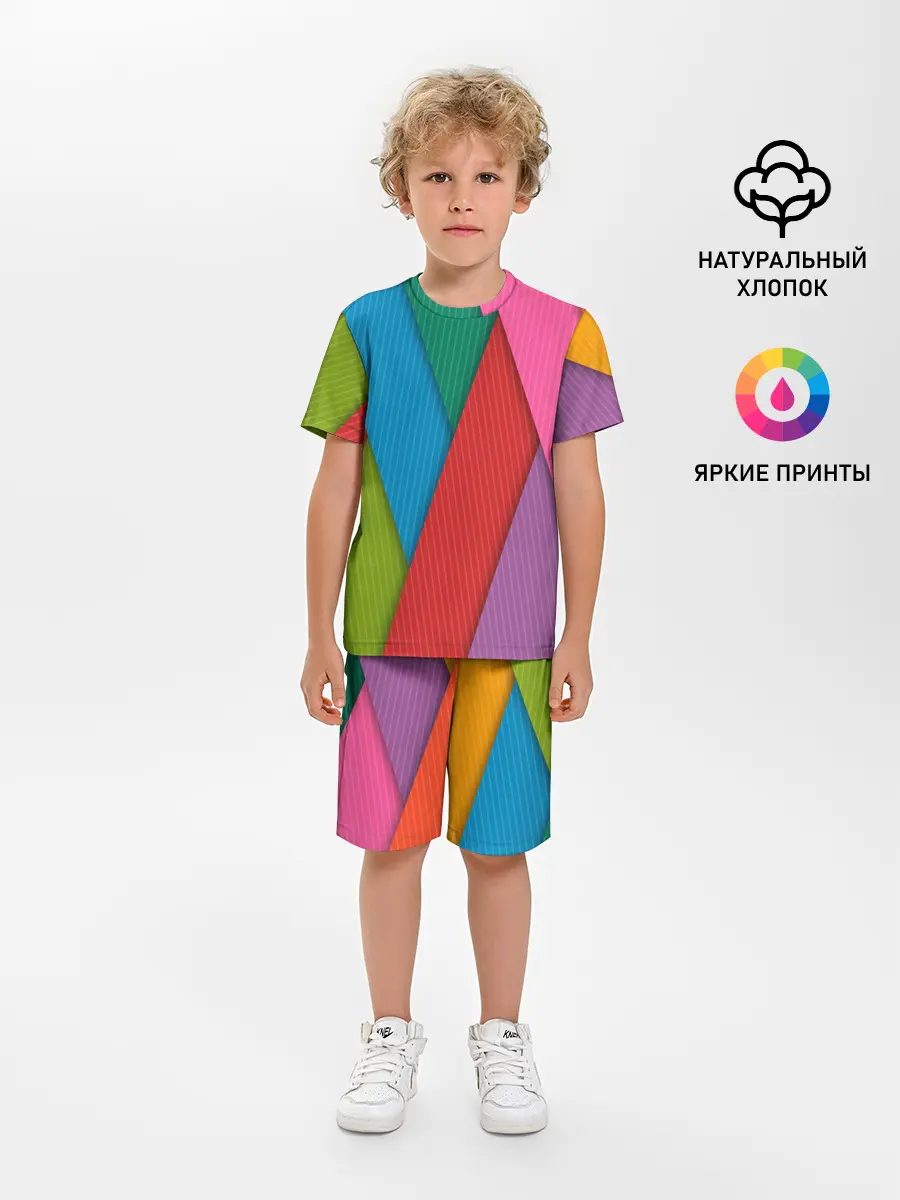 Детская пижама с шортами / Разноцветный узор