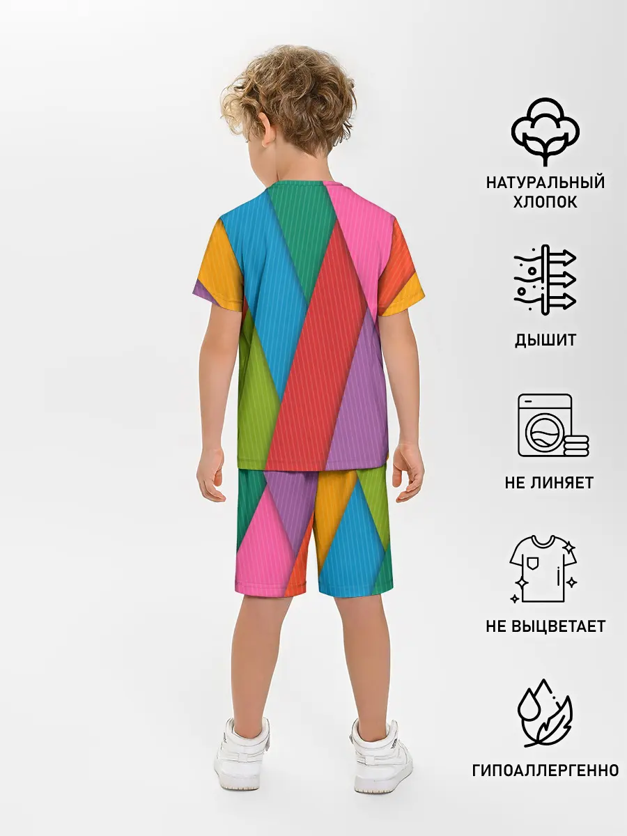 Детская пижама с шортами / Разноцветный узор