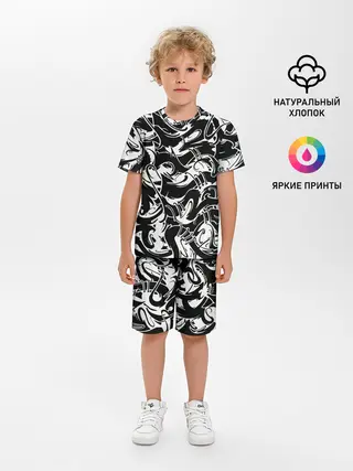 Детская пижама с шортами / Tattoo | BlackWhite