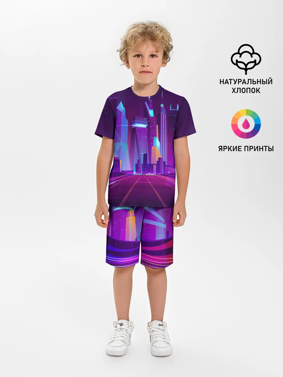 Детская пижама с шортами / НЕОНОВЫЙ ГОРОД
