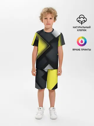 Детская пижама с шортами / Желто черный ромб