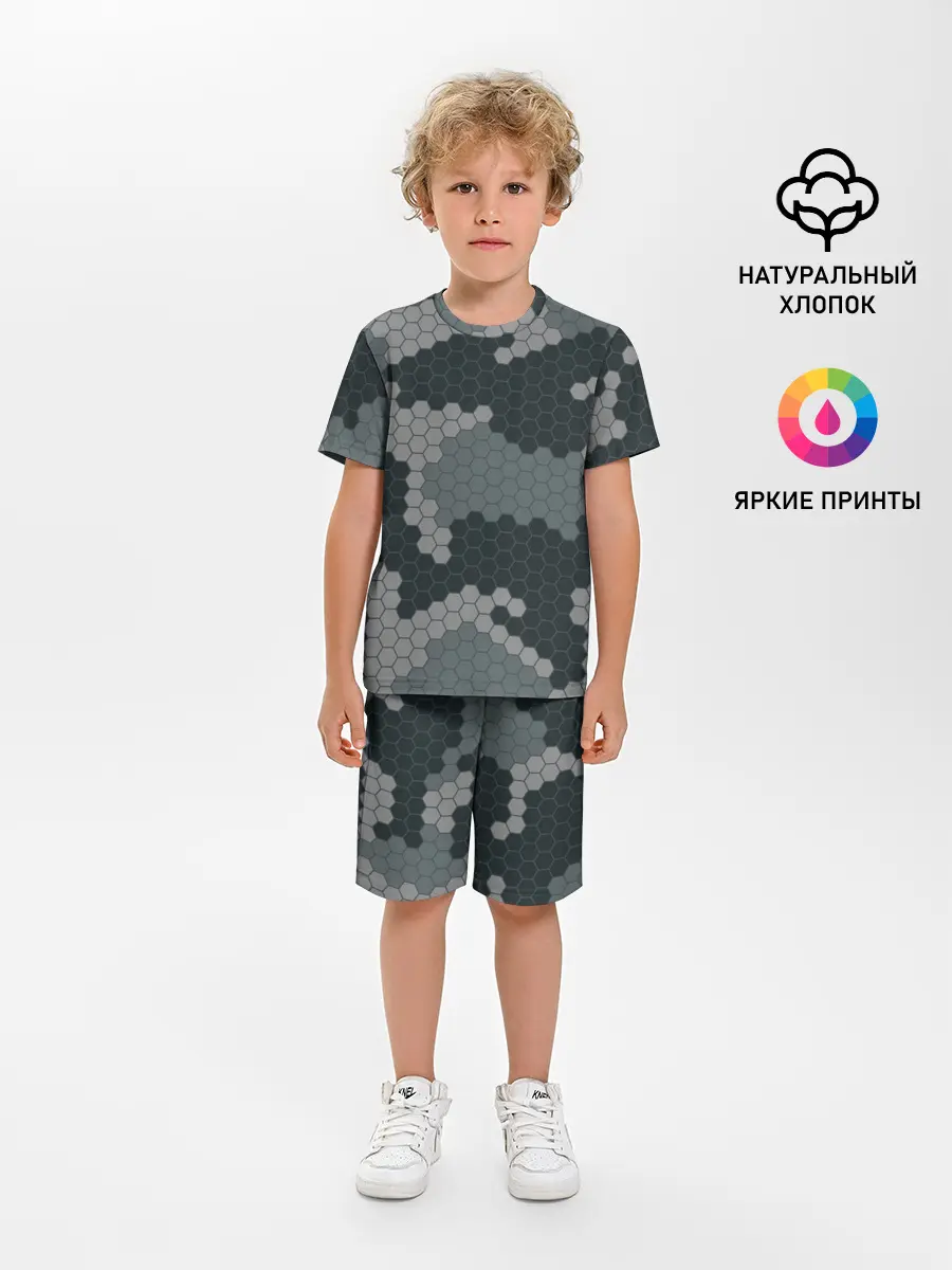 Детская пижама с шортами / КАМУФЛЯЖ СОТЫ