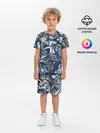 Детская пижама с шортами / Синий камуфляж с щупальцами