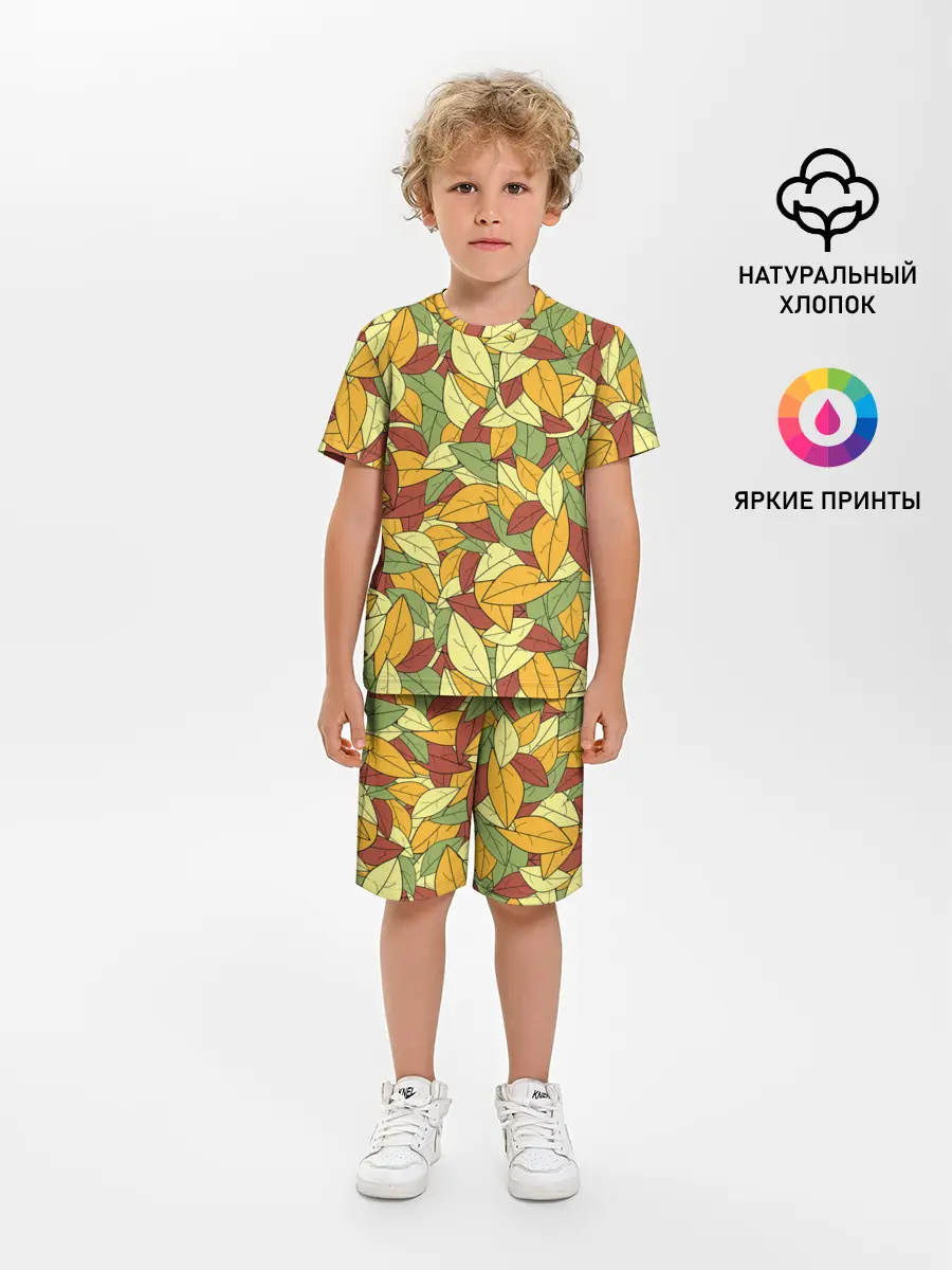 Детская пижама с шортами / Яркие осенние листья