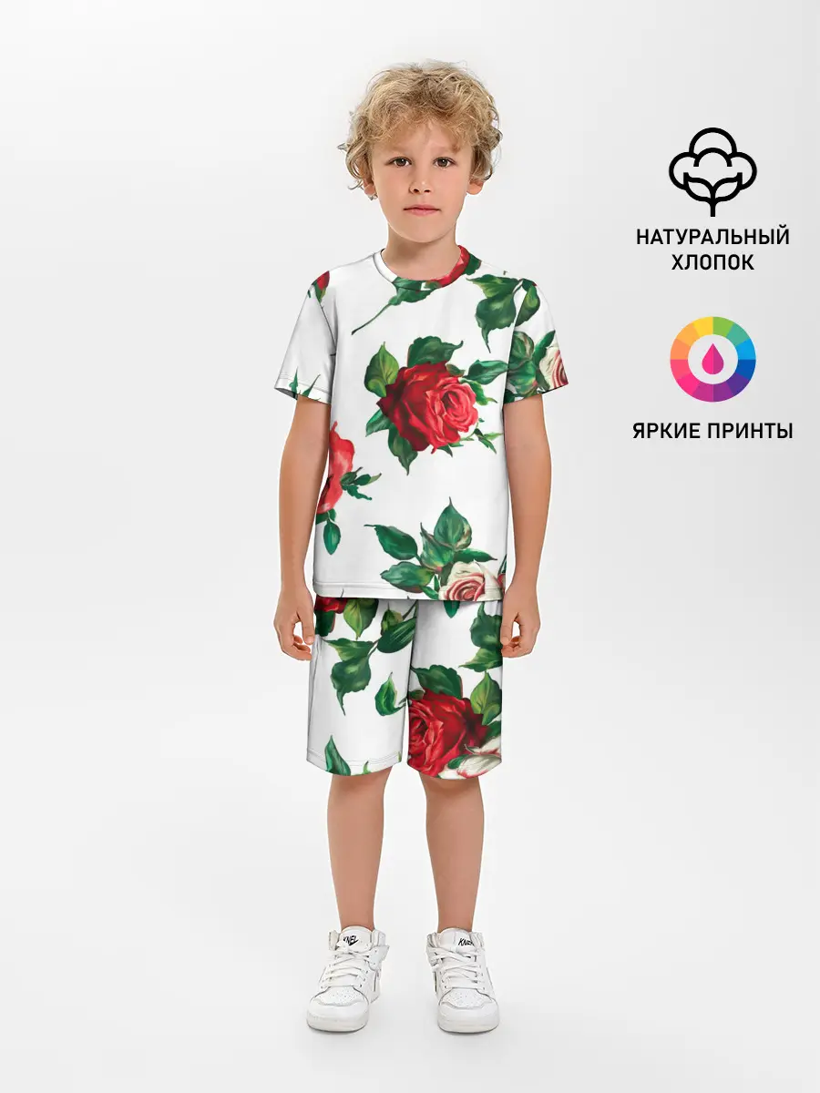 Детская пижама с шортами / Розы