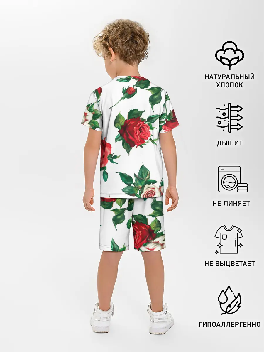 Детская пижама с шортами / Розы