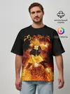 Мужская футболка оверсайз / Чёрный клевер Аста в огне