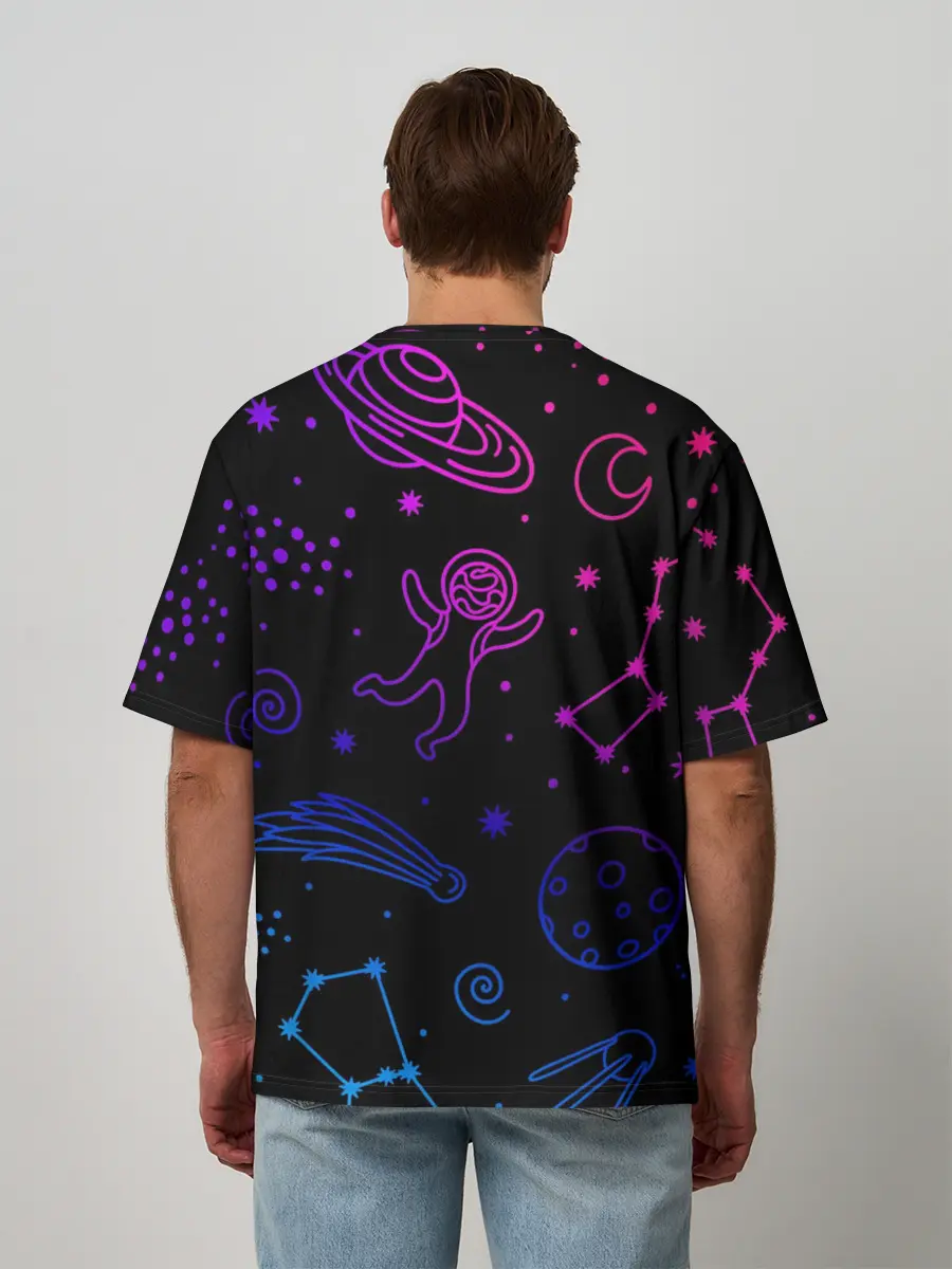 Мужская футболка оверсайз / Космический рисунок