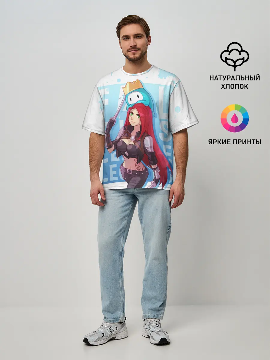 Мужская футболка оверсайз / Fall guys x league of legands