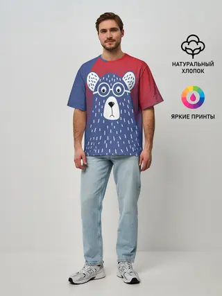 Мужская футболка оверсайз / Медведь