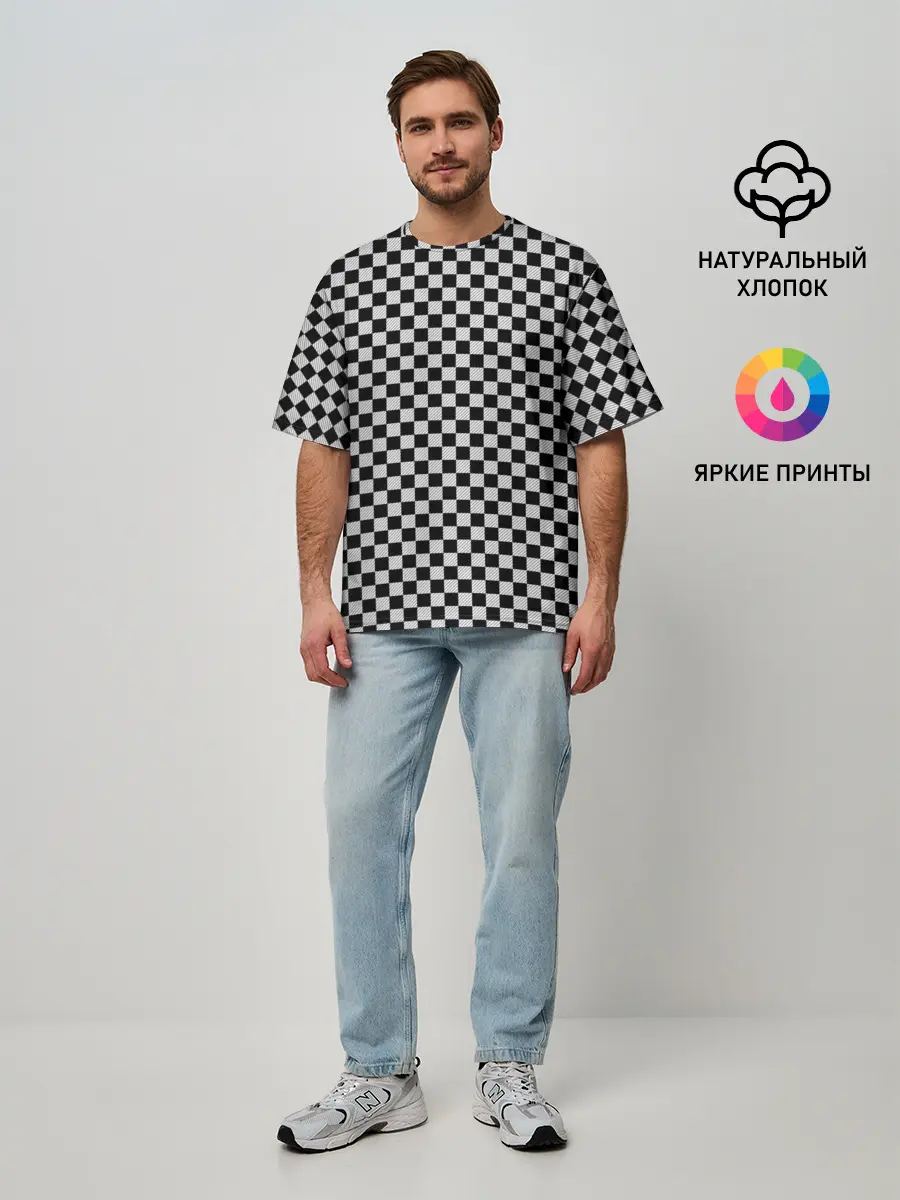Мужская футболка оверсайз / Checkerboard Color