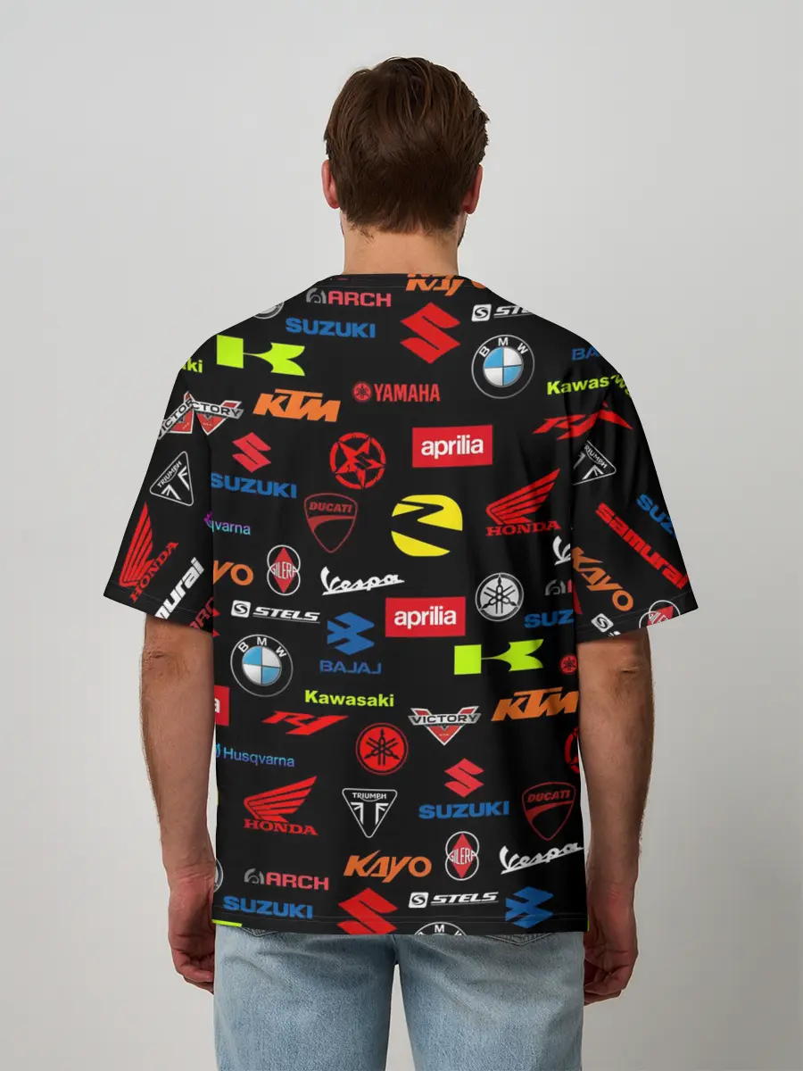 Мужская футболка оверсайз / Motorcycle pattern | Мото паттерн