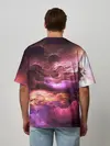 Мужская футболка оверсайз / закат абстракция