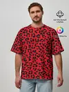 Мужская футболка оверсайз / Леопард Красный