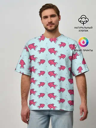 Мужская футболка оверсайз / Рыбки