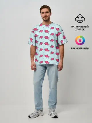 Мужская футболка оверсайз / Рыбки