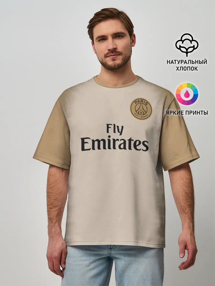 Мужская футболка оверсайз / PSG Форма Новая Away 18/19