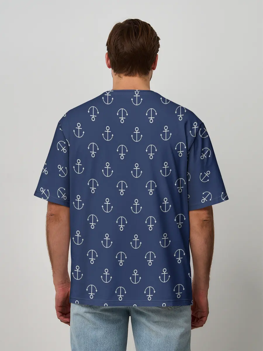 Мужская футболка оверсайз / Узор якоря