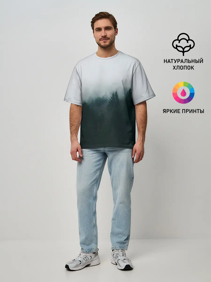 Мужская футболка оверсайз / Лес